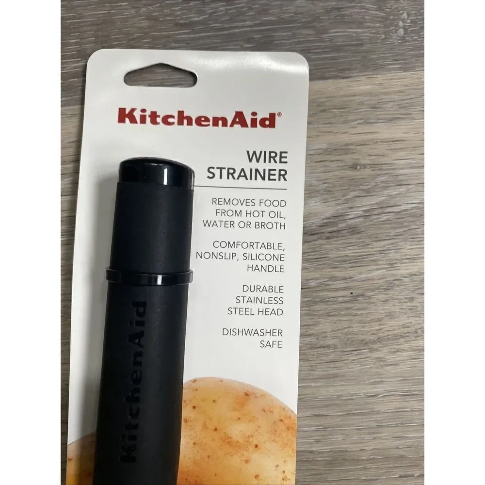 New KitchenAid Asian Strainer Wire Basket- Black colors Soft Grip